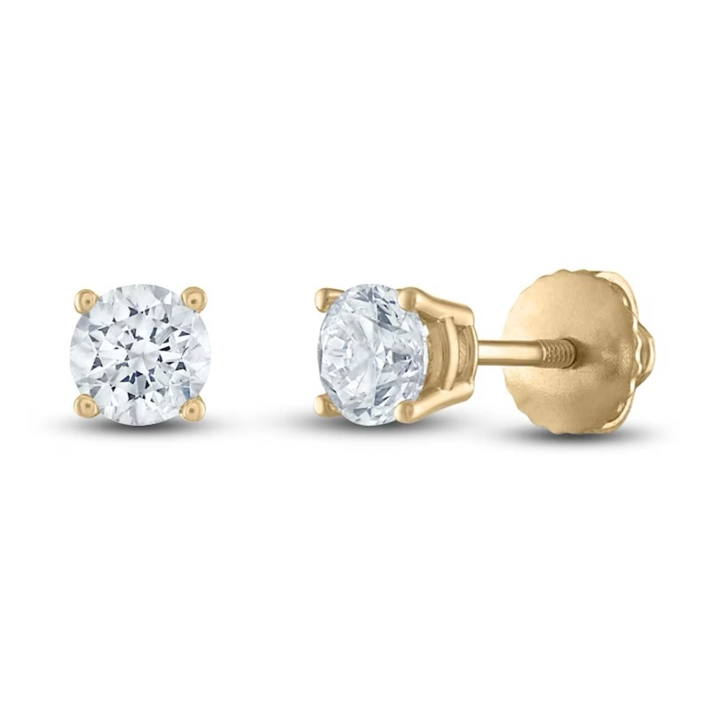 Certified Diamond Solitaire Stud Earrings 14k Yellow Gold 1/10 ct tw